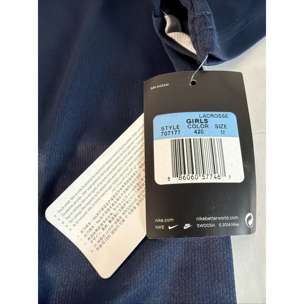 New Nike Navy Blue Training Jersey Shirt Navy Blue White Girl's Medium 707177